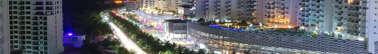 Downtown Cancun at Night Malecon las Americas