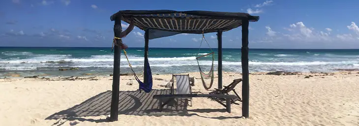 puerto morelos airbnb rustic pergola hammocks ocean