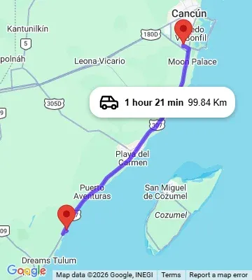 Cancun Airport to Bahia Principe Luxury Akumal map