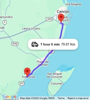 Cancun Airport to Barcelo Maya Caribe Puerto Aventuras map