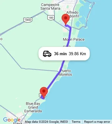 Cancun Airport to Catalonia Playa Maroma Playa del Carmen map