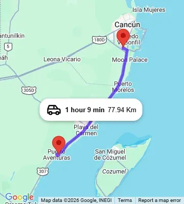 Cancun Airport to Catalonia Yucatan Beach Resort map