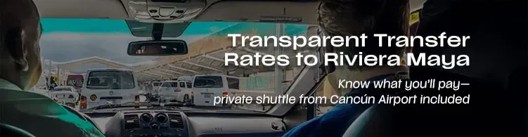 Happy Shuttle Cancun van interior at airport