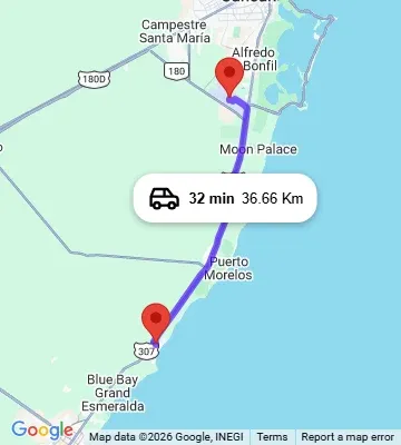 Cancun Airport to Iberostar Paraiso Maya Playa del Carmen map