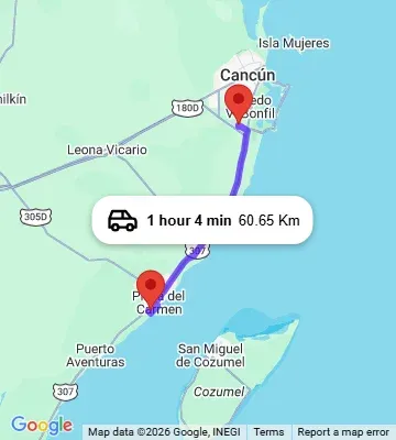 Cancun Airport to Iberostar Waves Quetzal Playacar map