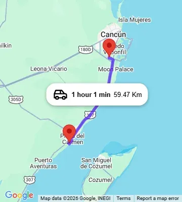 Cancun Airport to Riu Yucatan Playa del Carmen map