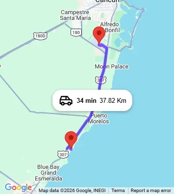 Cancun Airport to Grand Mayan at Vidanta Riviera Maya map